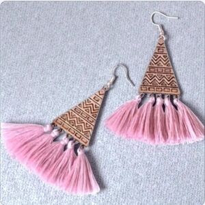 Copper Blush Tribal Tassel Earrings